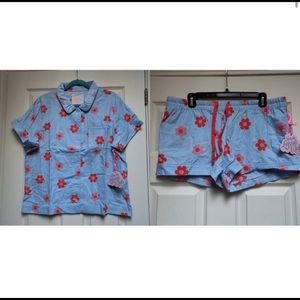 NWT Ban.do Retro Daisy Pajama Set Shirt Shorts XL